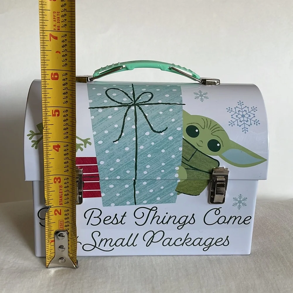 Baby Yoda Holiday tin. Lunch box, accessory holder, purse etc.